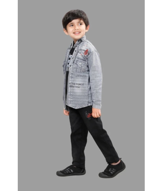 DKGF Fashion - Light Grey Cotton Blend Boys Shirt & Pants ( Pack of 1 ) - None