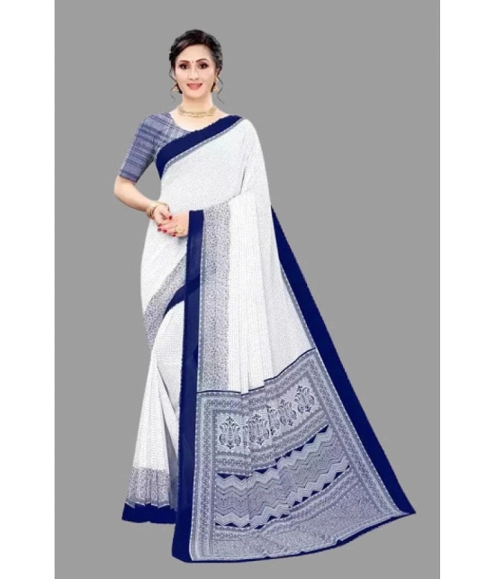 Sitanjali - Navy Blue Georgette Saree With Blouse Piece ( Pack of 1 ) - Navy Blue