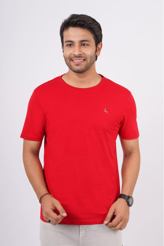 Men's Tango Red Pima Cotton Crew Neck with Logo