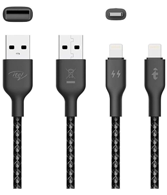 itel - Black 2.4 A Lightning Cable 1 Meter - Black