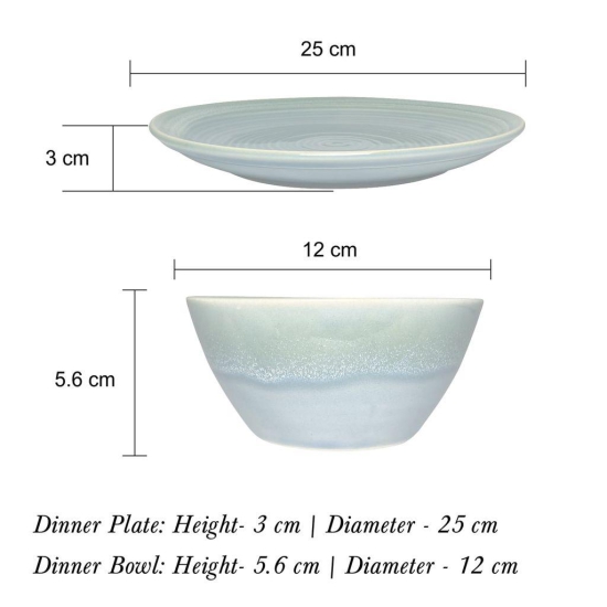 Ceramic Dining Sea Green Ceramic Dinner Plates & Dinner Bowls Dinner Set of 4