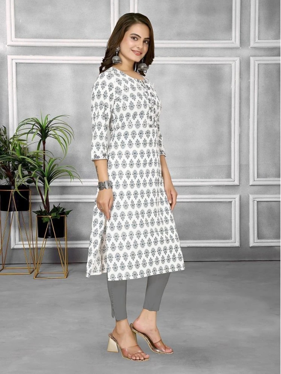 Rangita Women Cotton Blue Embroidered Calf Length Straight Kurti - None