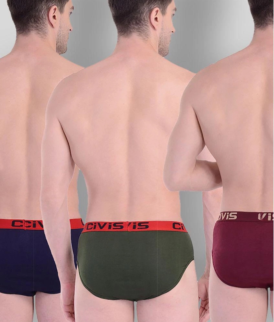 CIVIS - Multicolor Cotton Mens Briefs ( Pack of 5 ) - S