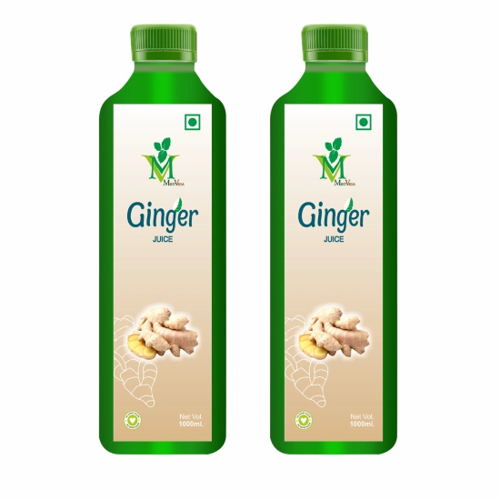 Mint Veda Natural Raw Ginger Juice | Concentrated Ginger Ale Health Drink | Sugar Free With No Added Preservatives Healthy Vegetable Juice Which Boosts Immunity and digestion, 1 Liter Pack of 2