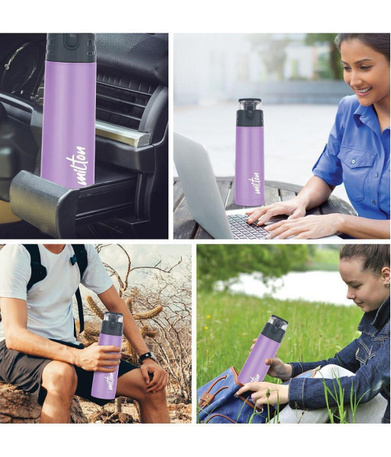 Milton Atlantis 400 Thermosteel Insulated Water Bottle, 350 ml, Purple | Hot and Cold | Leak Proof | Office Bottle | Sports | Home | Kitchen | Hiking | Treking | Travel | Easy To Carry | Rus