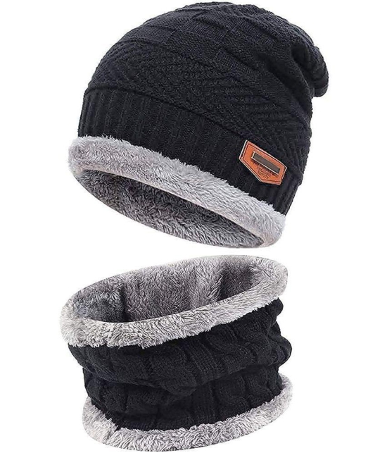 THRIFTKART - winter knit cap and scarf combo FOR for Men and Women for Travelling 1 CAP SET 1  Scarf 1 SET  Winter Gloves - One Size