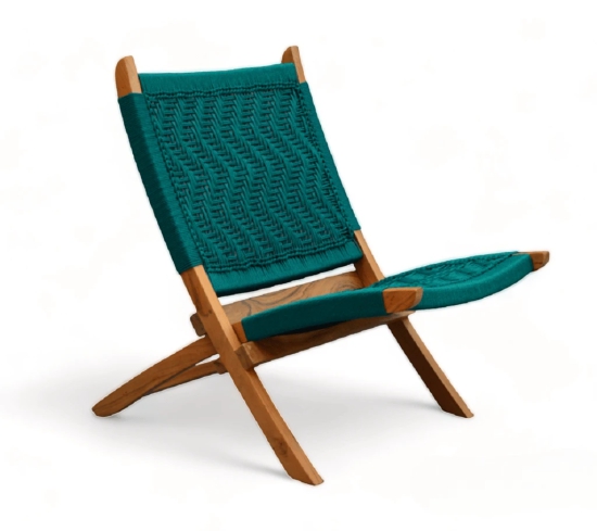 Orchid Homez Hand Woven Lounge Chair Folding Solid Wood Outdoor Chair (Natural) (Sea-Green)