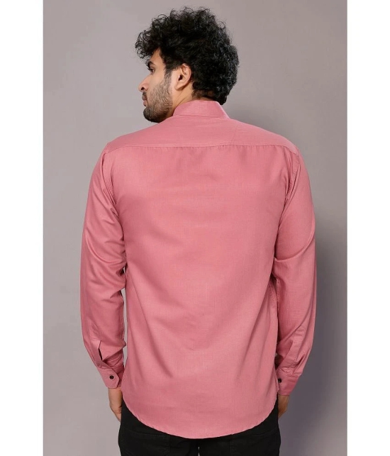 Anand Cotton Blend Regular Fit Solids Full Sleeves Mens Casual Shirt - Peach ( Pack of 1 ) - None