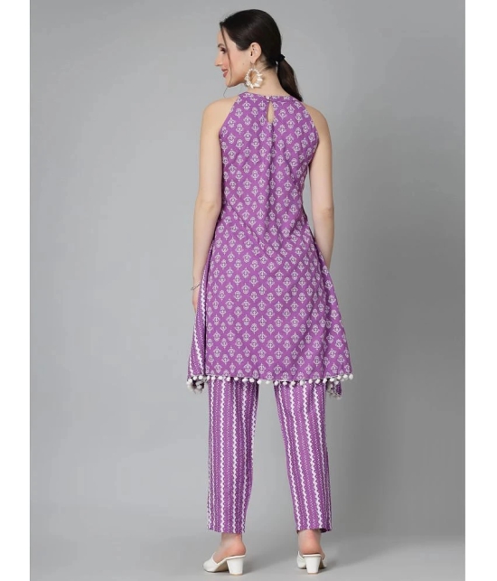 Stylum Purple Printed Pant Top Set - None