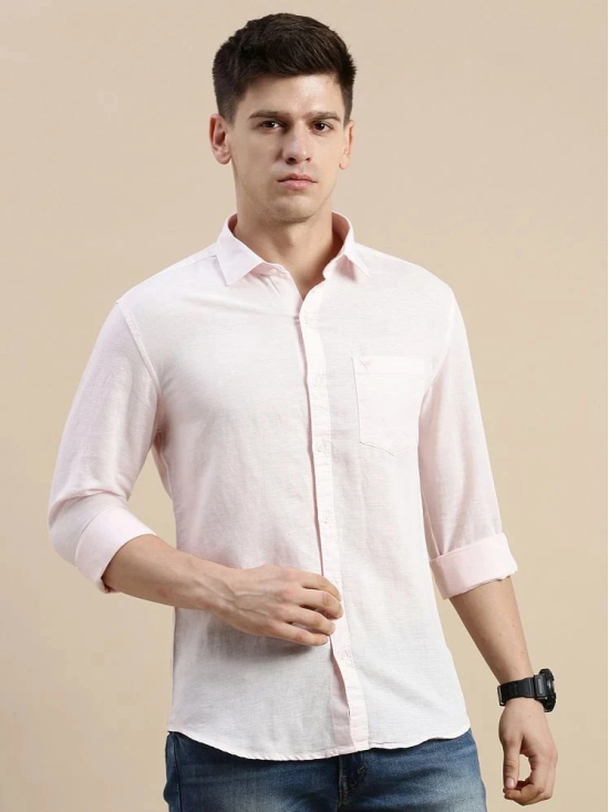 Showoff Linen Regular Fit Solids Full Sleeves Mens Casual Shirt - Pink ( Pack of 1 ) - None