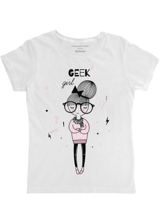Geek Girl Tshirt-10-11 Years / White