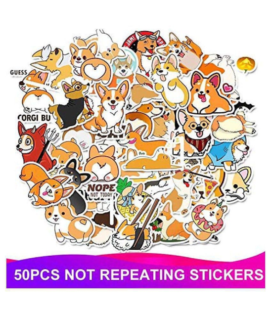 iDream Waterproof PVC Animals Corgi Dog Graffiti Vinyl Stickers DIY for Toys, Mobile, Skateboard, Suitcase, Bicycle, Water Bottle etc. (Set of 50)