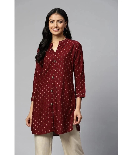 JC4U - Maroon Rayon Womens Straight Kurti ( Pack of 1 ) - None