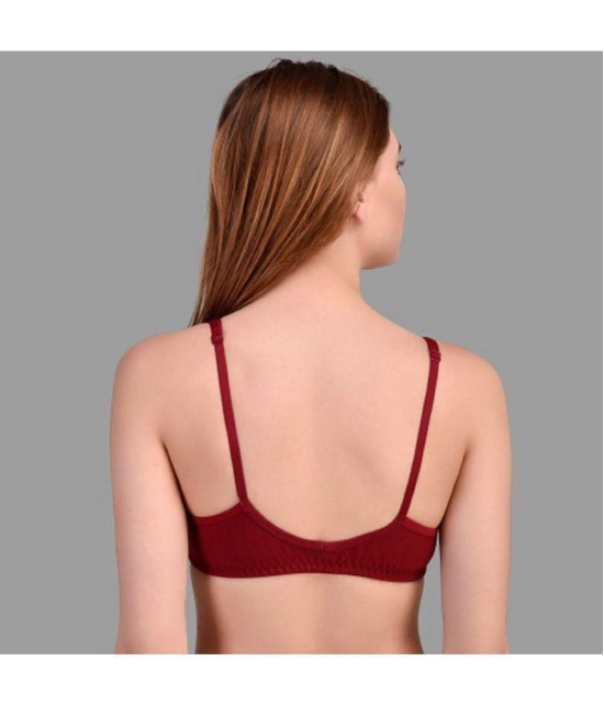 Zourt - Maroon Cotton Non Padded Women''s T-Shirt Bra ( Pack of 1 ) - None