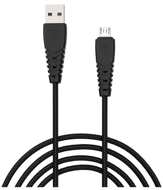 Portronics - Black 3A USB Data Cable 1 Meter - Black