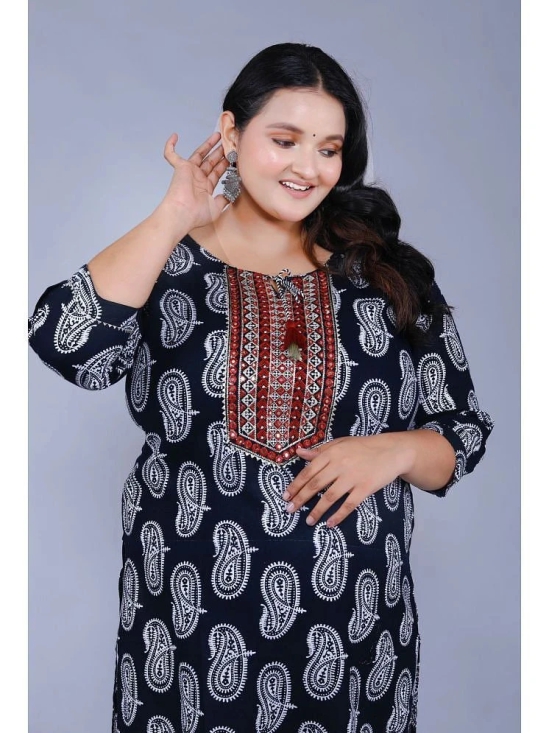 JC4U Cotton Embroidered Straight Womens Kurti - Black ( Pack of 1 ) - None