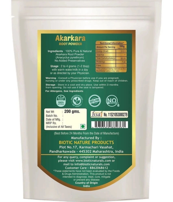 Biotic Akarkara Roots Powder - Pellitory Root Powder 200 gm