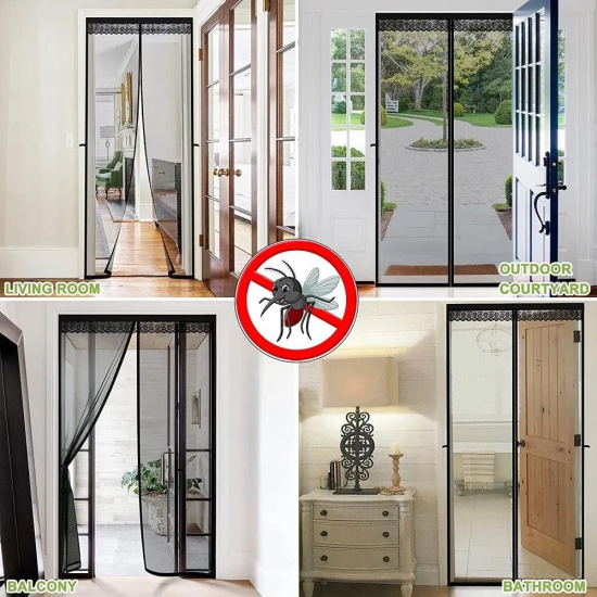 Mesh Magnetic Mosquito Screen Door Net Curtain with Magnets Reinforced Polyester