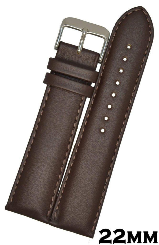 Exelent 22mm Plain Padded Ogive Tip Leather Watch Strap/Watch Band for Men Women Dark Brown