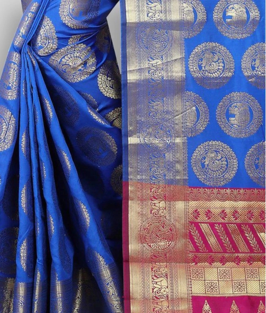 Gazal Fashions - Multicolor Banarasi Silk Saree With Blouse Piece ( Pack of 1 )