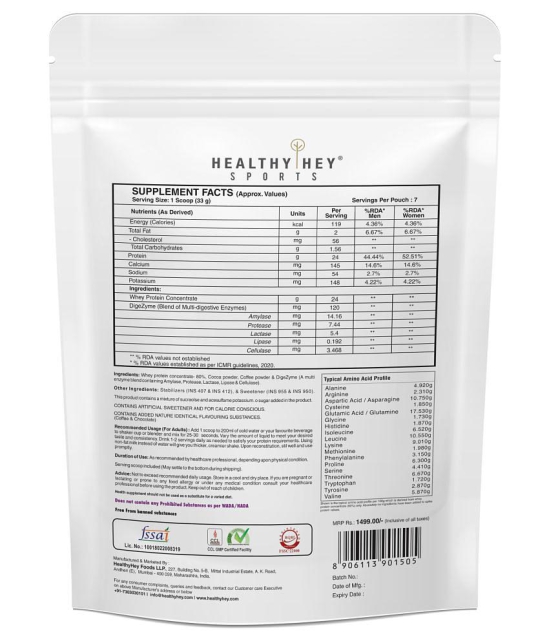 HealthyHey Sports Whey Protein Sports Concentrate mocha coffee 250 gm