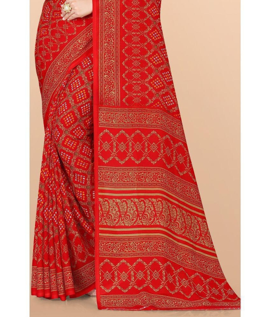 LEELAVATI - Red Georgette Saree With Blouse Piece ( Pack of 1 ) - Red