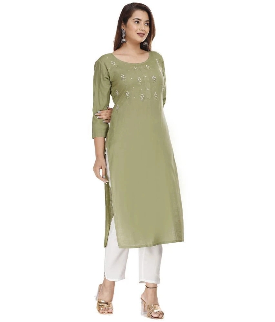 JC4U - Green Rayon Womens Straight Kurti ( Pack of 1 ) - None