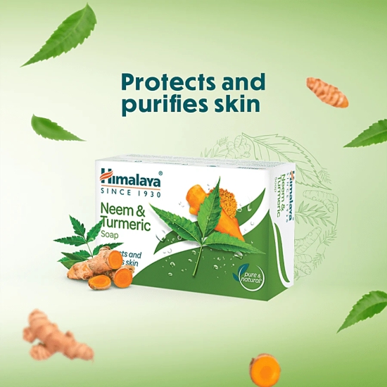 Himalaya Neem & Turmeric Bathing Soap, Cleanses & Purifies Skin, 75 G (Pack Of 4)