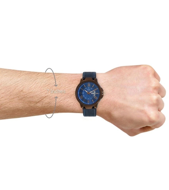 David Miller - Blue Leather Analog Mens Watch