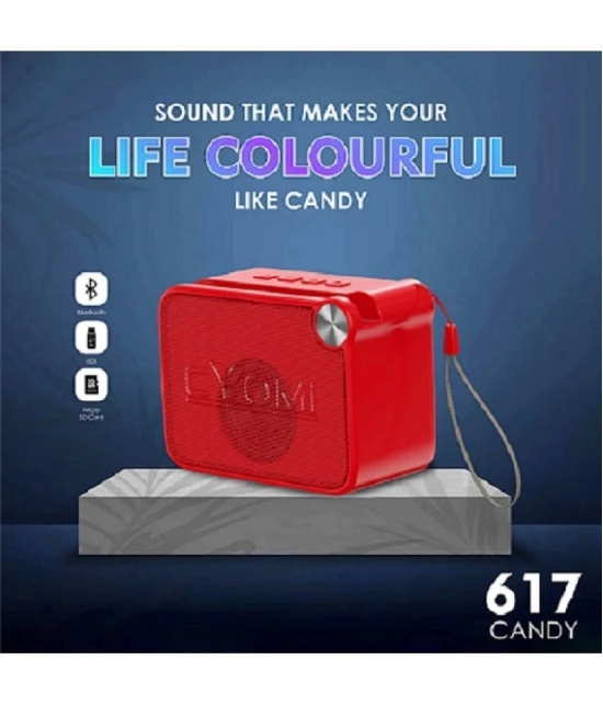 CYOMI CY_617Candy_Red 5 W Bluetooth Speaker Bluetooth V 5.1 with SD card Slot,USB Playback Time 6 hrs Red - Red