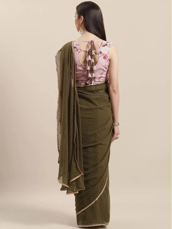 Olive Green Woven Design Ready to Wear Saree