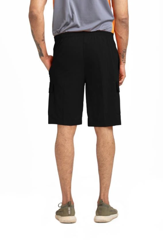 Solid Men Black Cargo Shorts, Gym Shorts