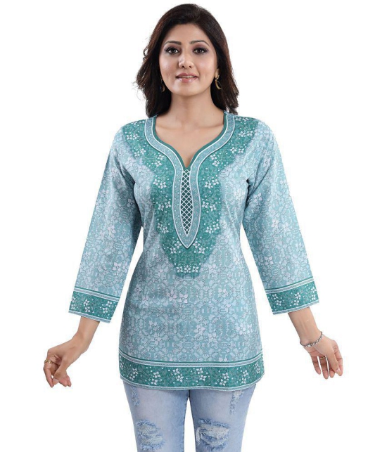 Meher Impex - Turquoise Crepe Womens Straight Kurti ( Pack of 1 ) - 3XL