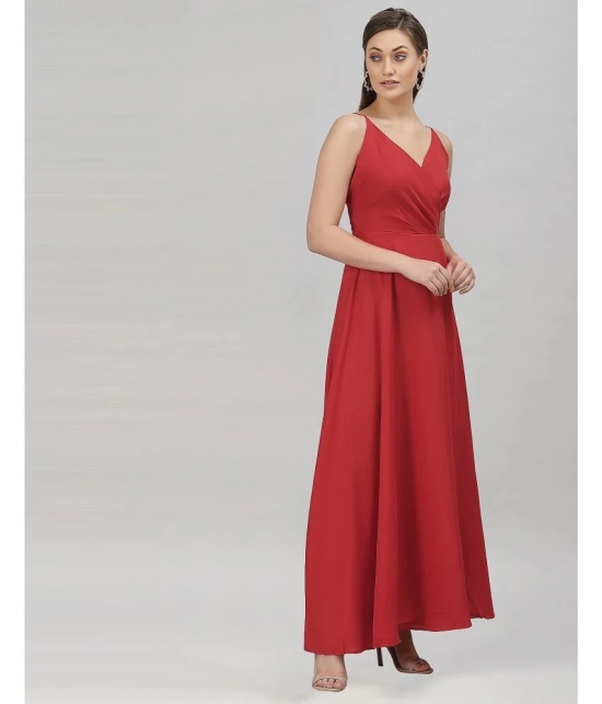 Selvia Crepe Red A- line Dress - - None