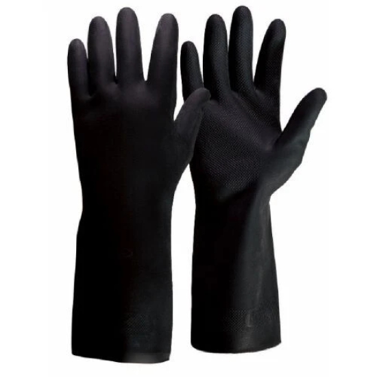 Gloves Latex Neoprene Cotton Flocklined (Black)-No 9x12 Inch / 1 Pair