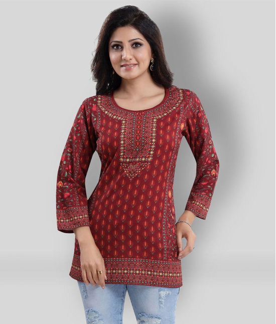 Meher Impex - Maroon Crepe Womens Straight Kurti ( Pack of 1 ) - 3XL