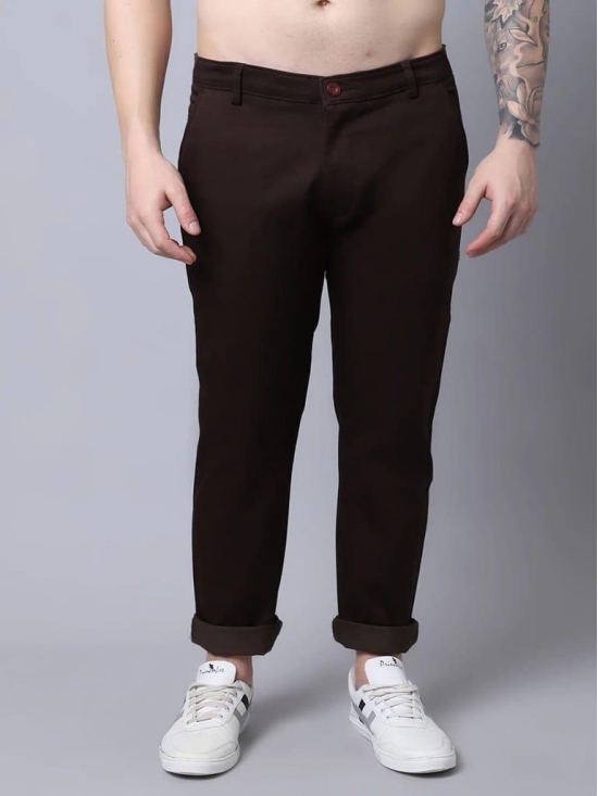 Rodamo  Men Brown Slim Fit Trousers