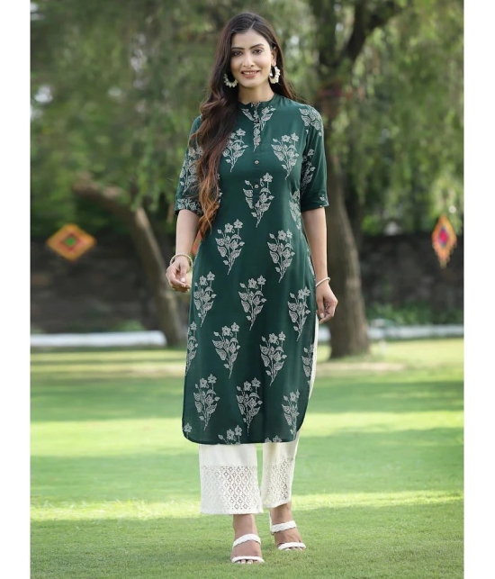 Juniper - Green Rayon Womens Straight Kurti ( Pack of 1 ) - None