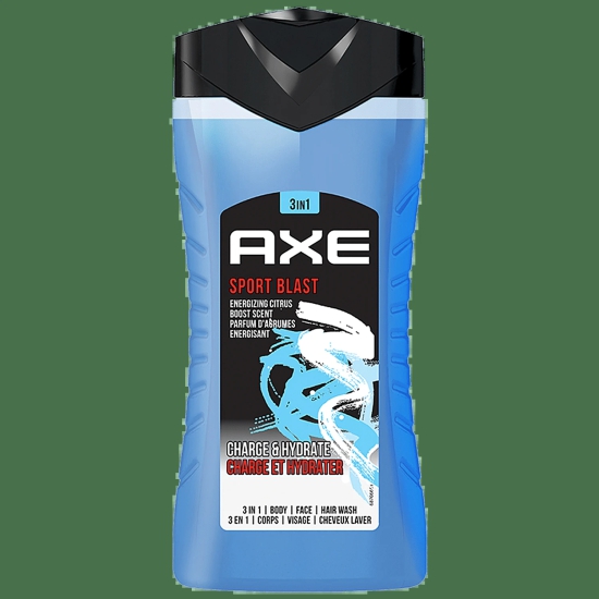 Axe Sports Blast 3 In 1 Body Wash - For Men, Energizing Citrus Boost Scent, Long-Lasting Fragrance, 250 Ml