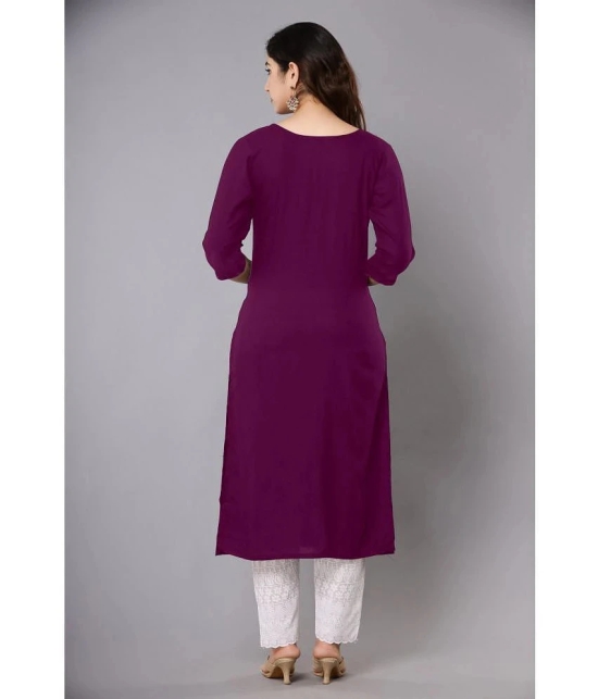 JASH CREATION - Magenta Rayon Womens Straight Kurti ( Pack of 1 ) - None