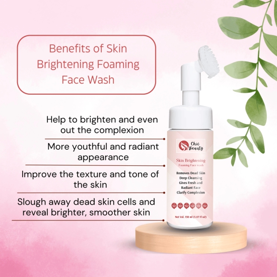 Chic Beauty Foaming Face Wash Combo with Built-in Silicone Brush (Rice Foaming Face Wash 150ml + Ubtan Foaming Face Wash 150ml + Skin Brightening Foaming Face Wash 150ml)