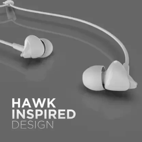 Bassheads 100 | Wired Earphone with 10mm Dynamic Drivers, Stylish Hawk-inspired Design, Super Extra Bass White