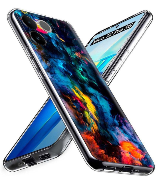 NBOX - Multicolor Printed Back Cover Silicon Compatible For Vivo T2 Pro 5G ( Pack of 1 )