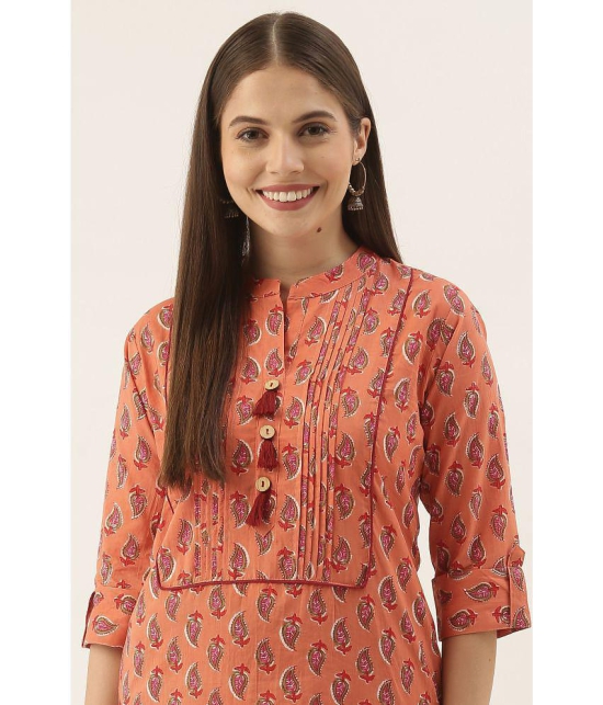 Rajnandini - Orange 100% Cotton Women's Straight Kurti ( Pack of 1 ) - None