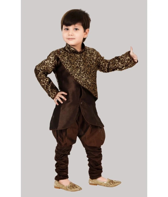 Coxxup Brown Silk Blend Boys Sherwani ( Pack of 1 ) - None