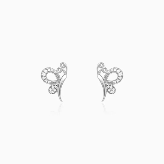 Silver Love Like A Butterfly Studs