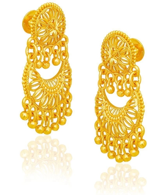 LUV FASHION Golden Jhumki Earrings ( Pack of 1 ) - Golden