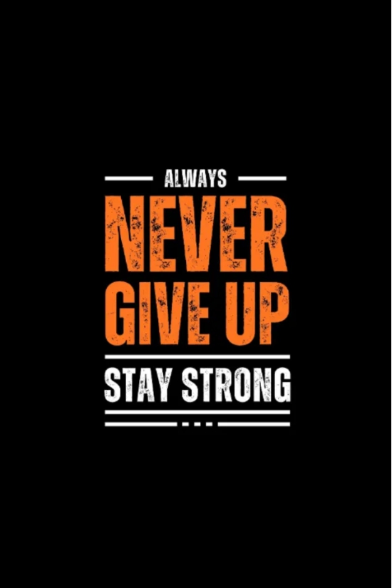 Never Give up: Classic Male V-Neck Half Sleeve T-Shirt - Available in All Sizes and Colors-Grey Melange / L