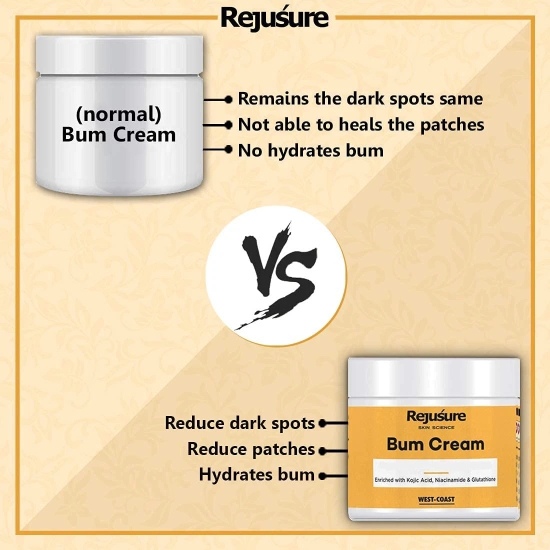 Rejusure Bum Cream with Glutathione Niacinamide  Kojic Acid- 50gm Pack of 2-Rejusure Bum Cream with Glutathione, Niacinamide & Kojic Acid- 50gm (Pack of 2)