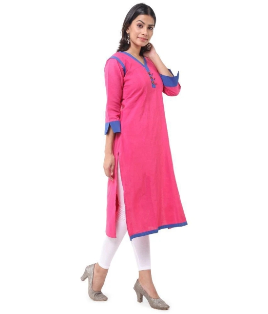 DESHBANDHU DBK - Pink Cotton Womens Straight Kurti - None